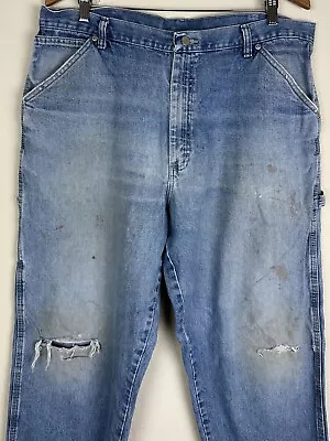 VTG Y2K WRANGLER Carpenter Jeans 38x32 ACTUAL Workwear Distressed Paint Splatter • $25.99
