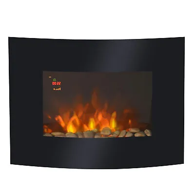 1800W LED Curved Glass Electric Wall Mounted Fire Place Fireplace Heater • £84.99