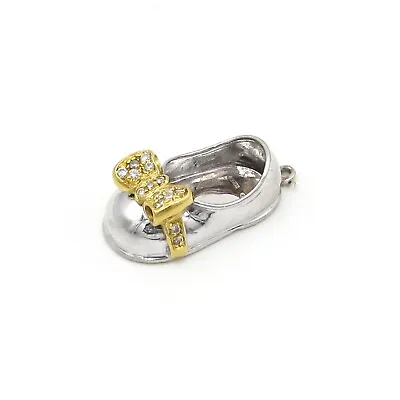 AARON BASHA 18K White And Yellow Gold Diamond Baby Bow Shoe Charm • $775