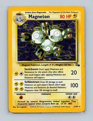 Magneton 11/62 Fossil Unlimited Holo Rare Pokemon Card LP • $5