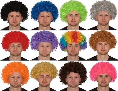 Afro Wig Fancy Dress Party Curly Clown Funky Disco Men/ladies 70s Hair Costume   • £5.95