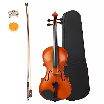 LUCKYERMORE 4/4 Full Size Acoustic Violin Maple W/ Case Bow Beginner Valentines • $52.99