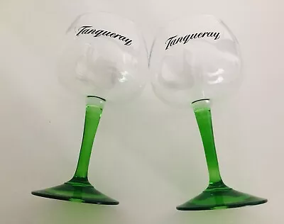 Set Of 2 Tanqueray Gin Balloon Copa Glass With Green Stem & Black Logo • £49.48