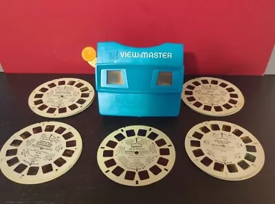 Vntg 1980's-3D View-Master-Model G (Blue)-13 Slides (Sesame St/Popeye/Snoopy) • $25