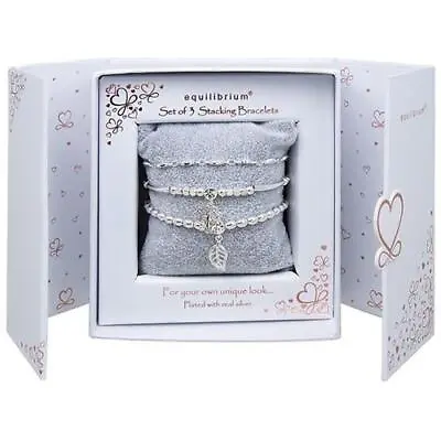 £30 • Buy Equilibrium Silver Stacking Bracelet Gift Set - Nature