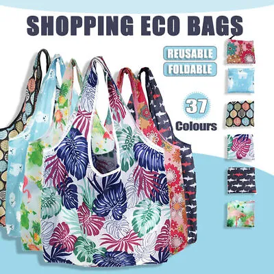 Reusable Foldable Waterproof Shopping Bags Carry Bag Grocery Big 39cm X 46cm AU • $4.55
