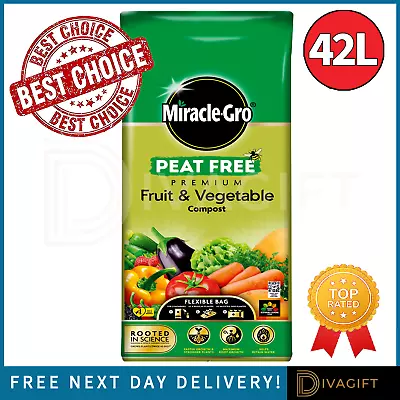 42l Miracle Gro Fruit & Vegetable Peat Free Compost For Vegetables Soil Grow Bag • £12.99