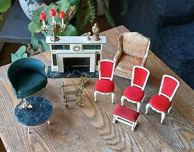 Lot Of 13 Ideal Vintage Petite Princess Dollhouse Furniture Fireplace Chairs • $24.95