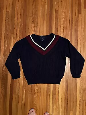 Vintage Hand Framed Cotton Tennis Sweater Preppy • $30