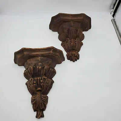 VTG Wood  Carved Corbel  Decorative Wall Bracket Shelf Pair  • $405