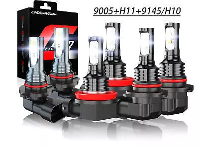 For 2015-2022 Ford F150 LED Headlight Hi-Low Beam+Fog Light Bulbs 9005 H11 9145 • $24.59