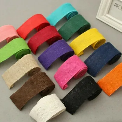 3X 2M Hemp Ribbon Linen Tape Rustic Sewing Wide Edge Tirm Cord Flat DIY Rope • £12.76