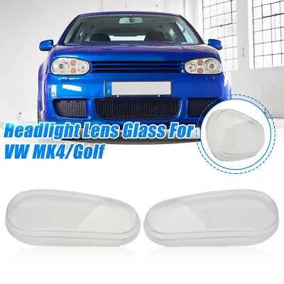 For VW Golf MK4 GTI R32 99-05 Pair Headlight Clear Glass Lens Cover Replacement • $76.80