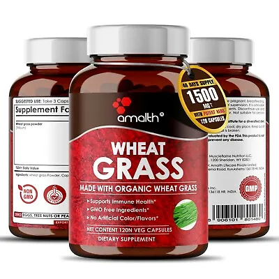 $13.79 • Buy Organic Wheatgrass Powder Superfood Immunity Support Capsule - 120 Pills 1500mg