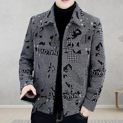 Men Daily Coat Soft Jacket Men's Thick Warm Lapel Winter With Windproof Buttons • $28.80