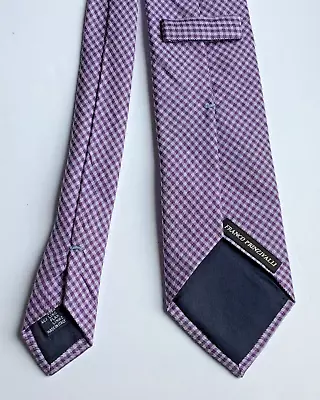 FRANCO PRINZIVLLI  Checkered Lilac Colour Linen & Silk  Tie Made In Italy 🇮🇹 • $14.49