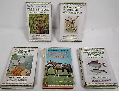 The Observer's Book Of:ButterfliesHorsesTreesFishAnimals 1950s-70sGA922-AA52 • £20