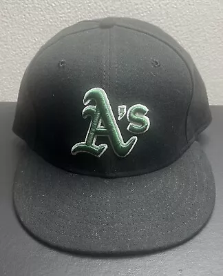 New Era MLB Oakland Athletics Fitted Hat Size 7 1/2 59.6cm Black Green • $24.99