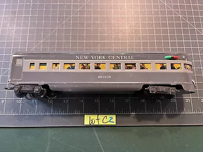 Marx Train NYC Meteor Gray LIGHTED Round End Observation Passenger Car Lot C2 • $49.95