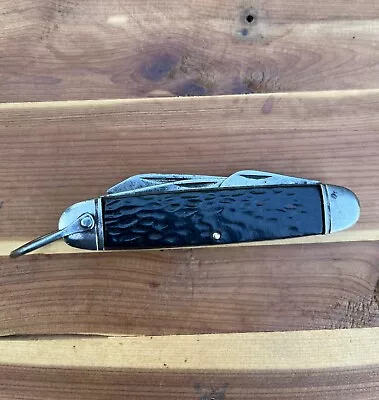 $9.99 • Buy Vintage Camillus Camp Knife - NY USA Short Line - Carbon Steel W/ Brass Liners!