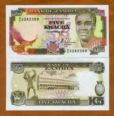 Zambia 5 Kwacha ND (1989) P-30 UNC • $2