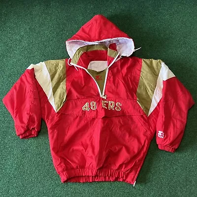 Vtg 90s Starter Jacket Mens M Pullover 1/3 Zip San Francisco 49ers NFL Football • $108