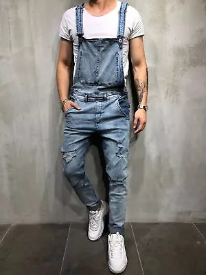 Mens Jeans Dungarees Jumpsuit Casual Denim Overalls Romper Bib Pants Trousers US • $37.99