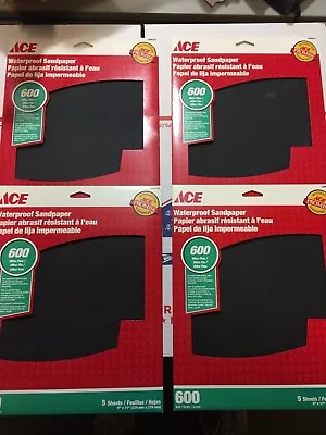 1469014 Ace 600 Grit 9  X 11  Wet Sandpaper Lot Of 4 Packs Of 5 • $17.99