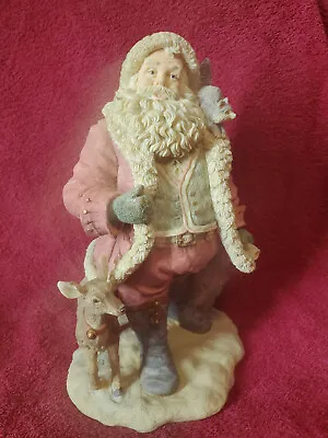 Vintage 10 Inch Santa With Deer - Hand-Painted Ceramic Figure Christmas - O'Well • $17.97