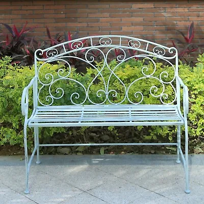 Metal Garden Bench Patio Furniture Outdoor Seat Antique Iron Foldable Seating • £139.99