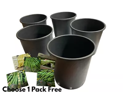 5 X Heavy Duty 25 Litre Plant Pots Containers/Tubs Extra Strong + Beans Seeds • £19.99