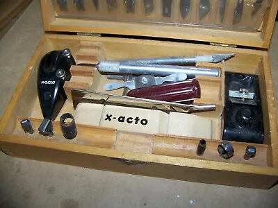Vintage X-ACTO Hobby Chest Knives Knife Set Wood Working Carving Tool Box • $29