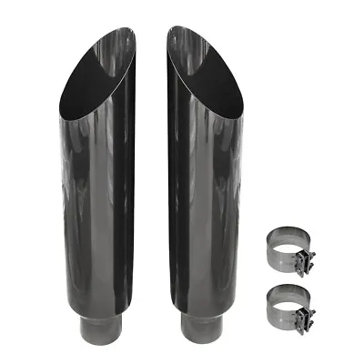 2pcs 8  Gloss Black Stainless Miter Cut Exhaust Stack Smokers 5  ID Inlet 36  • $99