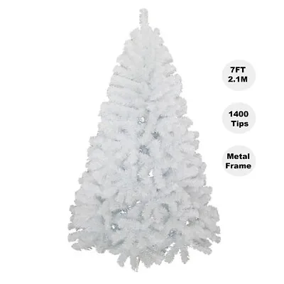7FT 2.1M White Christmas Tree 1410 PVC Tips Metal Stand Eco Home Decor • $999