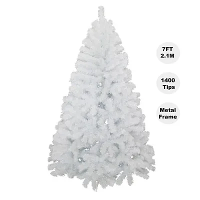 White Christmas Tree 7FT 2.1M 1400 PVC Tips Metal Stand Home Store Xmas Decor • $999