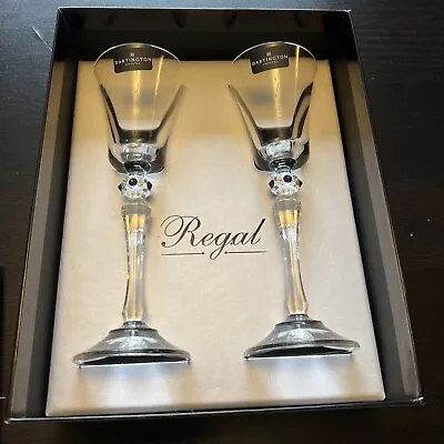 Dartington Regal Amethyst Pair Wine / Toasting Glasses W Swarovski Crystals BNIB • £20