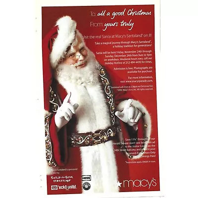 Visit Santa At Macy's Santa Land ADVERT Christmas Xmas Chris Crinkle 2000s Print • $9.50