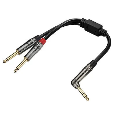 1/4 TRS Right Angle Stereo To Dual 1/4 TS Stereo Breakout Splitter Y Male Cable • $16.99