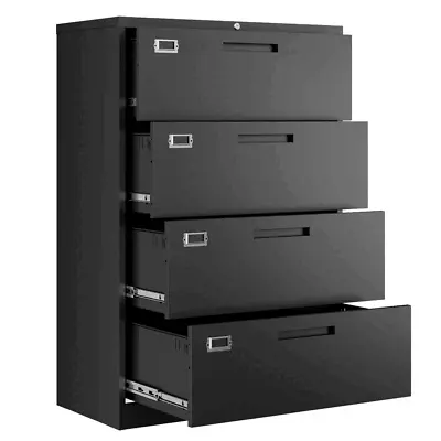 Metal Vertical File Storage Cabinet4 Drawer Filing Cabinet With Lock For Office • $209.99