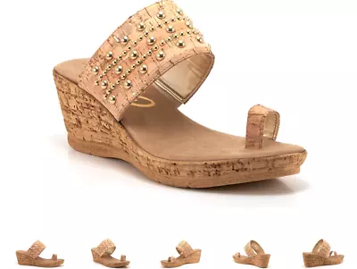 Onex Lin Cork Studded Toe Wrap Wedge Sandal Women's Sizes 6-11/NEW!!! • $89.95