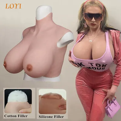 Silicone Breast Forms Breastplate Fake Boobs For Drag Queen Crossdresser C-G Cup • $134.91