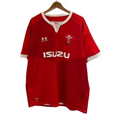 Wales Rugby Shirt 2019-20 Under Armour Short Sleeves Red - Size Men's 2XL • £27.99