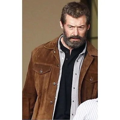 £77.35 • Buy X-Men 2017 Logan Wolverine 3 Hugh Jackman Brown Real Suede Leather Jacket