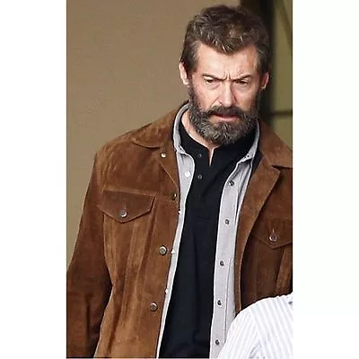 X-Men 2017 Logan Wolverine 3 Hugh Jackman Brown Real Suede Leather Jacket • $79.99