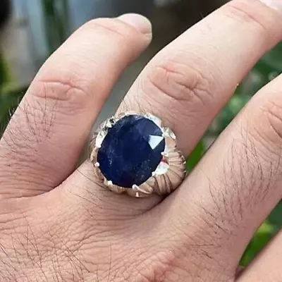 Natural Blue Sapphire Gemstone Ring With 925 Sterling Silver Men's Ring Oval Cut • $68