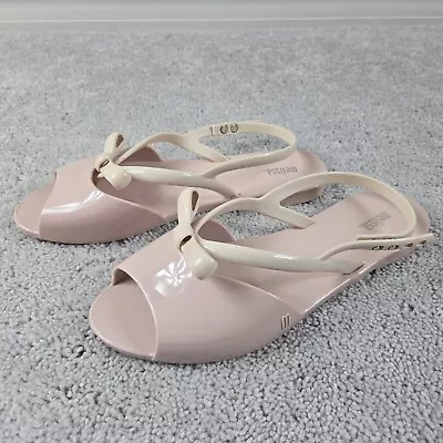 Melissa Ela Chrome Sandals Flats 8 Blush Pale Pink Jelly Flat Shoes • $22.88
