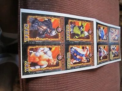 Mortal Kombat 3 Set Of 8 Uncut Promo Sheet Midway 1995 Sheeva Jax Kabal... • $15.99