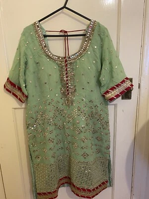 £45 • Buy Pakistani Indian Mint Green Salwar Kameez Gharara/sharara Bridal Wedding M