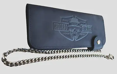 Custom Premium Men's Chain  Leather Wallet Chicano Biker Lowrider Cholo Culture • $34.95