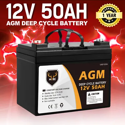 Mobi 12V 50AH AGM Battery Deep Cycle Mobility Scooter Golf Cart Camping • $129.95
